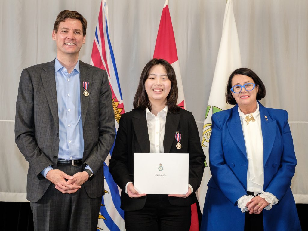 B.C. Premier David Eby, Milian Chen, B.C. Lieutenant Governor Janet Austin